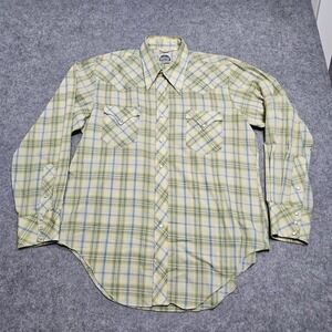Vtg Miller Shirt Mens Large Plaid Pearl Snap Western Wear Lightweight Longsleeve